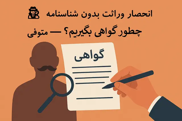 🕵️‍♂️ انحصار وراثت بدون شناسنامه متوفی — چطور گواهی بگیریم؟
